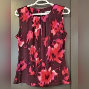 Calvin Klein Women's Pink and Burgandy Sleeveless Top